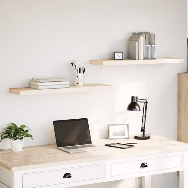 Berkfield Home Floating Shelves, 2 Pack, Brown Oak MDF, W/D/H: 90 x 23.5 x 4 cm
