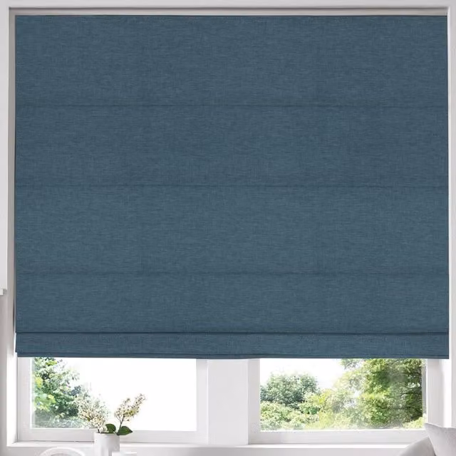 Terrys Willow Made to Measure Blackout Roman Blind in Petrol Blue Animal Print Polyester
