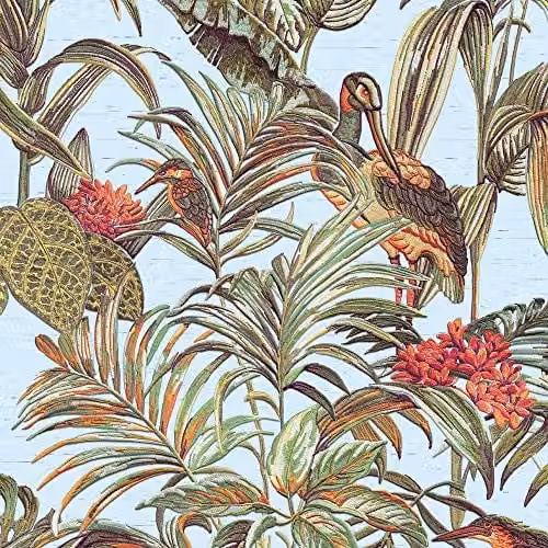 Embellish 2023 Bird of Paradise Aqua Floral Non-Woven Wallpaper, Blue and Multicolour, W: 0.53 m, L: 10 m – 1