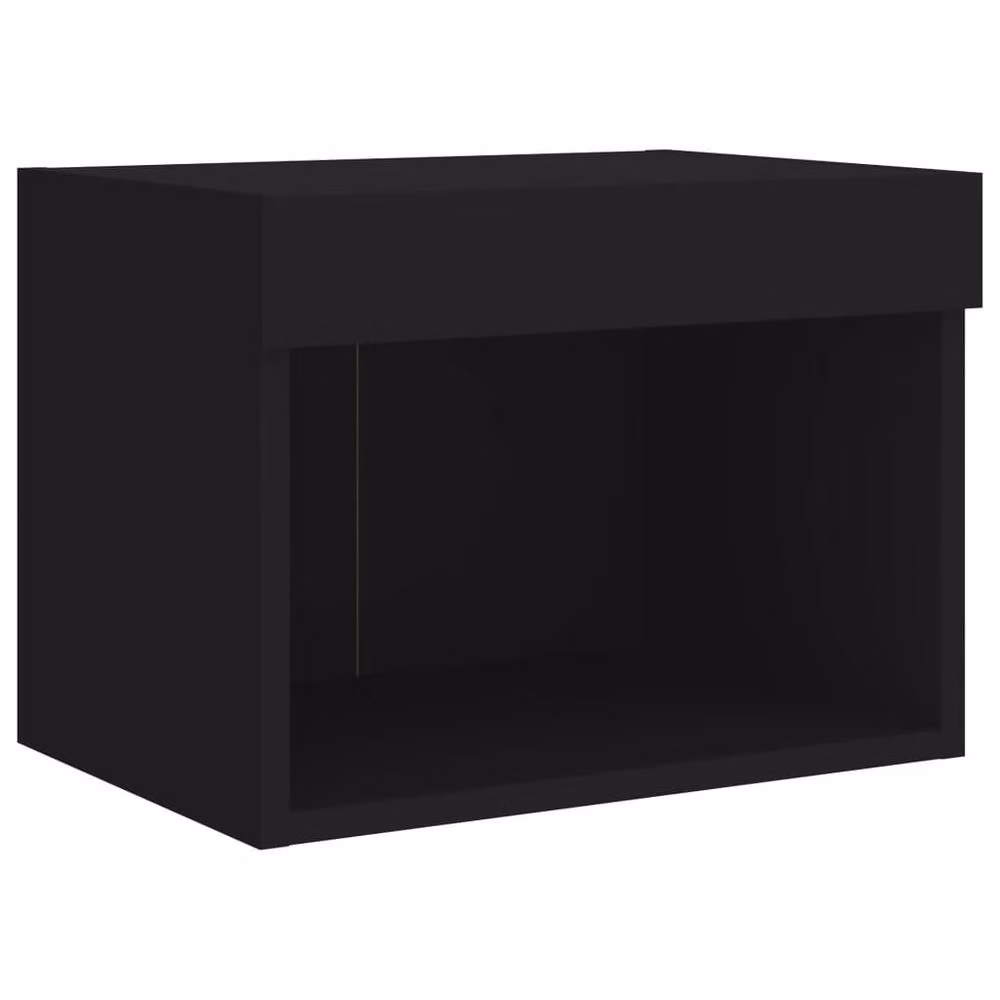 Berkfield Home Set of 2 Wall-Mounted Bedside Cabinets with Integrated LED Lights in Black – 5