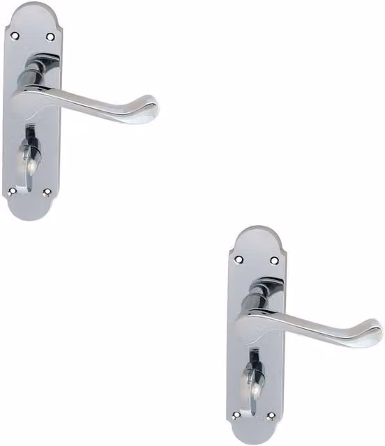 Loops Victorian Upturned Lever Bathroom Backplate 2x Pair, Chrome, 170 x 42 mm