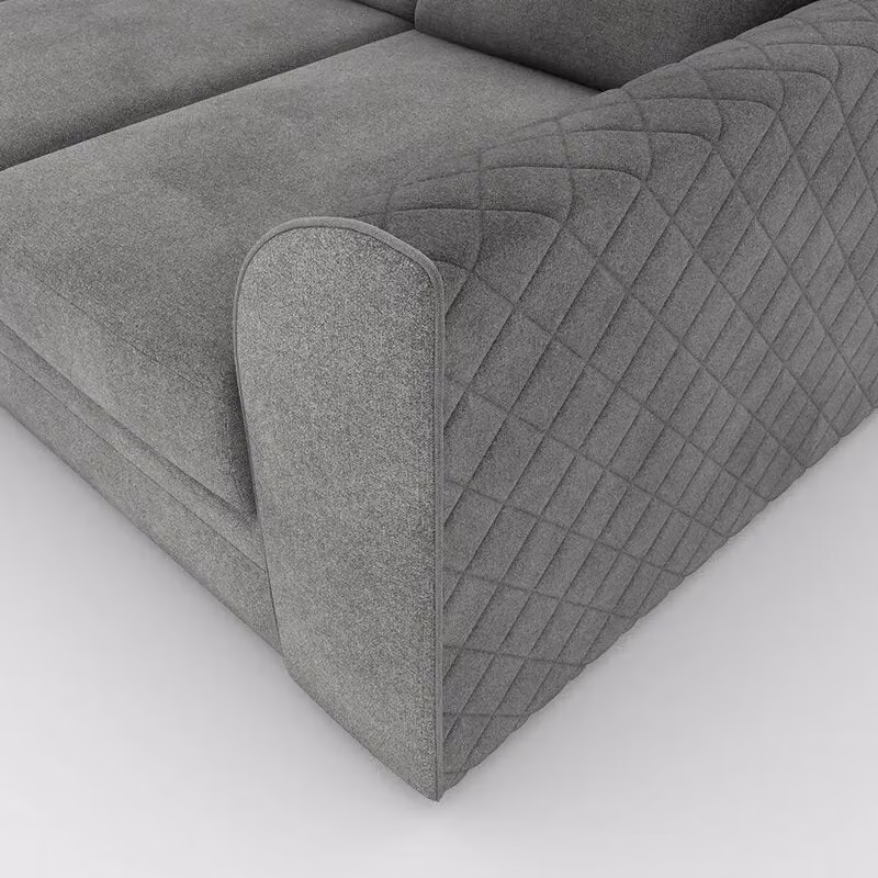 Furnishings For Less UK Grey Quilted Chenille Fabric L-Shaped Corner Sofa, 3 to 4 Seater, Left Hand Facing – 4