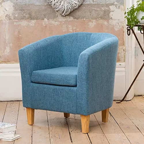 Artemis Home Alderwood Fabric Tub Chair Armchair in Petrol Blue, W: 68 cm, H: 72 cm, D: 56 cm