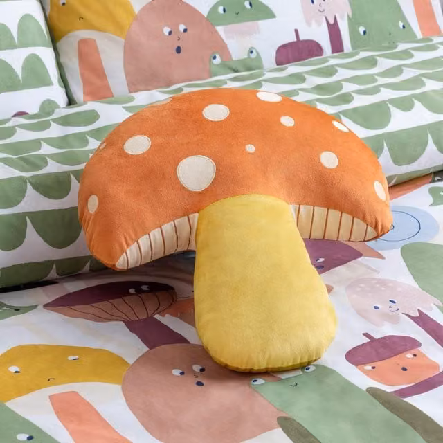 Little Furn Orange Dotted Mushroom Novelty Velvet Filled Cushion – 1