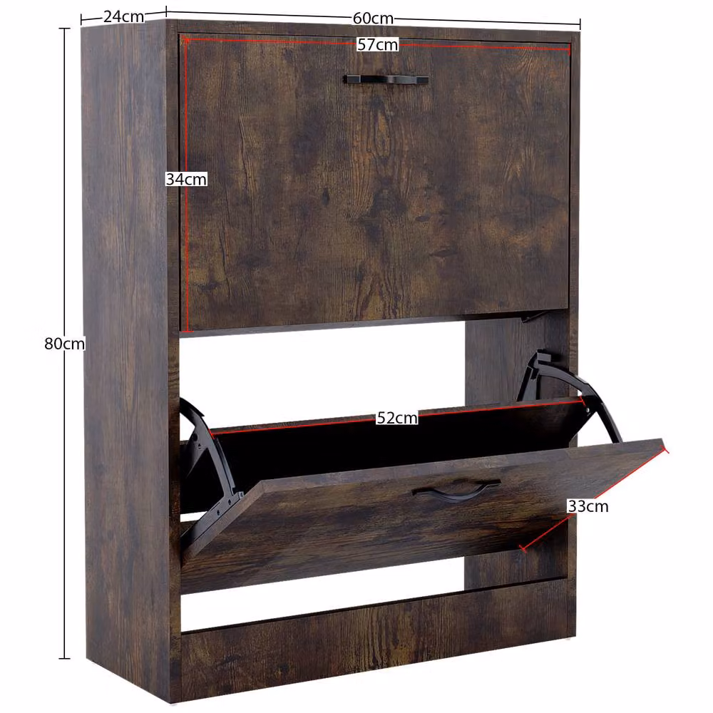HD Designs Vida Designs Modern Brown Shoe Cabinet with Tilting Compartments and Drawers – 2
