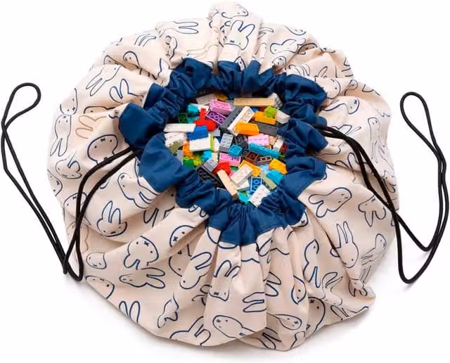 OHS Miffy 2 In 1 Storage Bag Playmat in Navy Blue and Multicolour Cotton