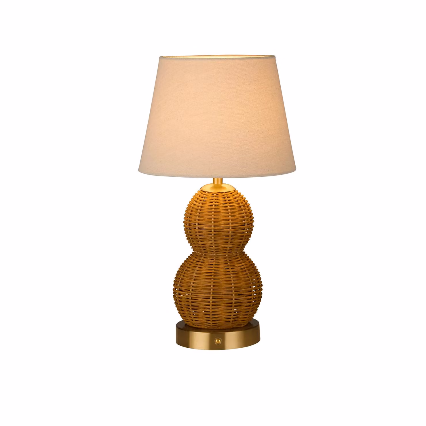 Lighting Collection Rechargeable Rattan Table Lamp in Brown and Gold/Brass – 2