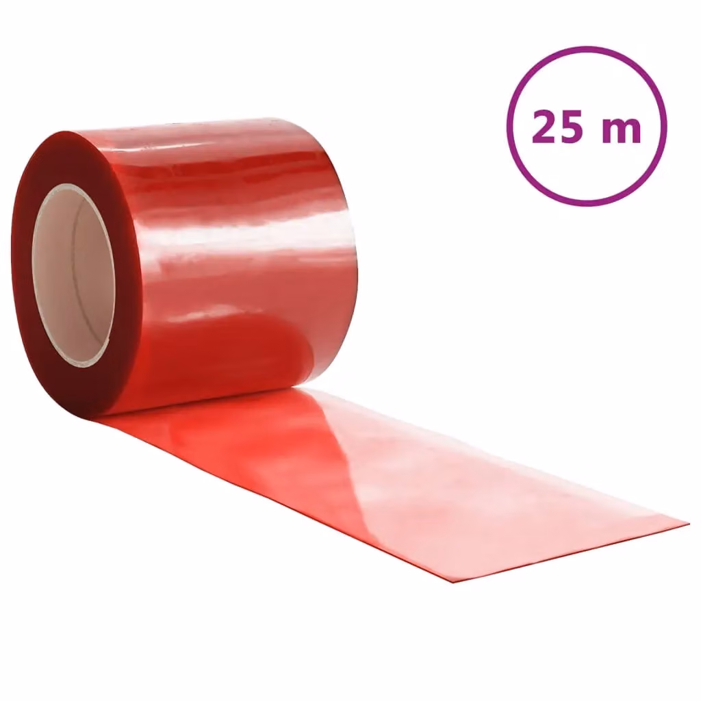 Berkfield Home Red PVC Door Curtain Strips, 200 mm x 1.6 mm, 25 m – 1
