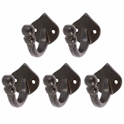 Hammer and Tongs Matt Black Powder-Coated Iron Hook, Pack of 5 – 2