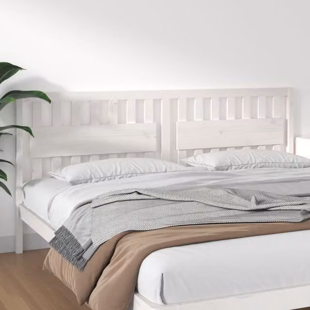 Berkfield Home White Solid Pine Wood Bed Headboard, W: 205.5 cm, D: 4 cm, H: 100 cm