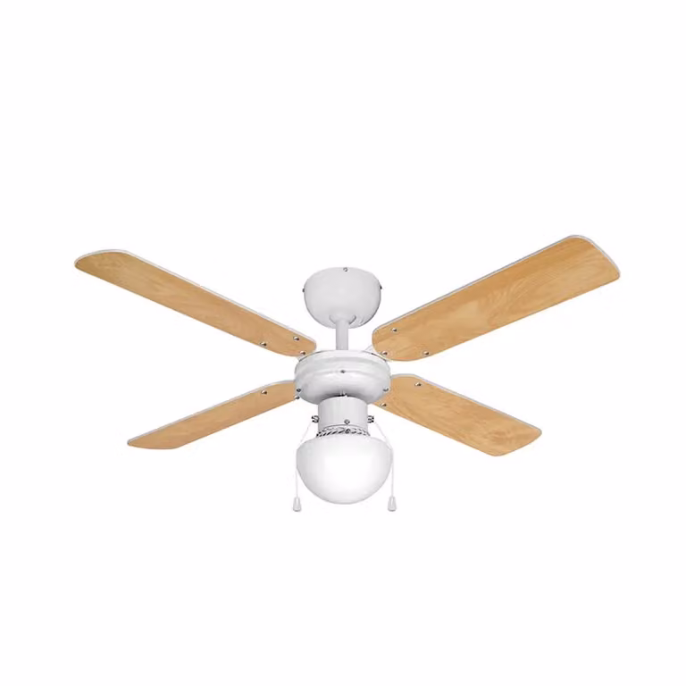 ValueLights Nimrod 42 inch 4 Blade Wood and White LED Ceiling Light Fan
