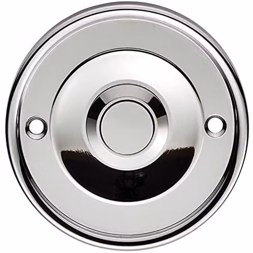 Loops Decorative Door Bell Cover Plate in Polished Chrome, Diameter: 65 mm, Depth: 7 mm