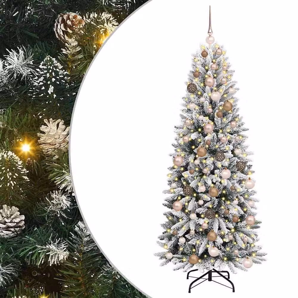Berkfield Home Green Artificial Christmas Tree with 300 White LEDs, W/D/H: 73 x 73 x 180 cm – 2