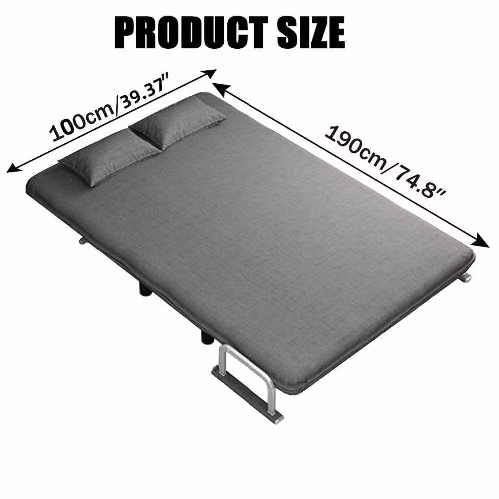 KORVIXA Grey Fabric Double Sofa Bed Sleeper with Foam Upholstery – 1