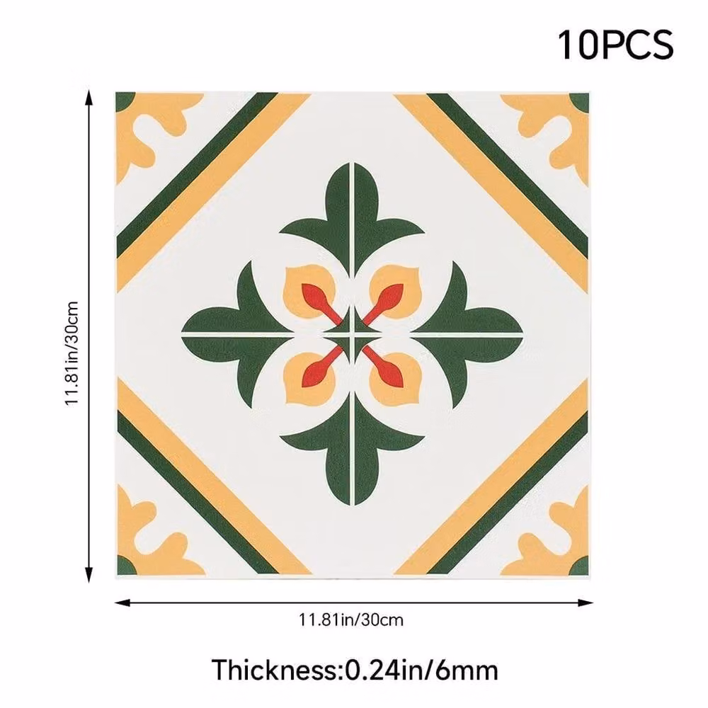 EONLION HF070467 Self-Adhesive Vinyl Floor Tiles, Orange, 10 Pack, W/D/H: 30 x 30 cm – 2