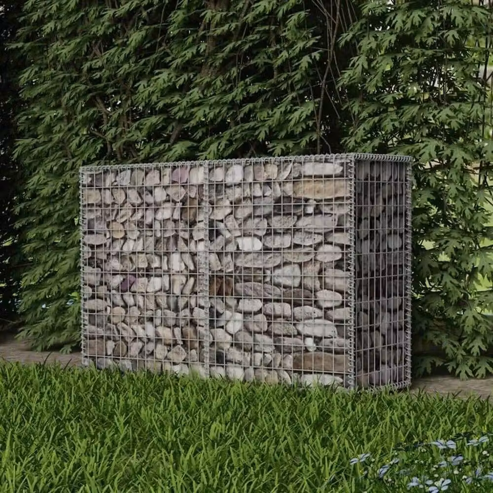 FLAVORA Silver Galvanised Steel Retaining Stone Wall Garden Wire Cage Fence – 2