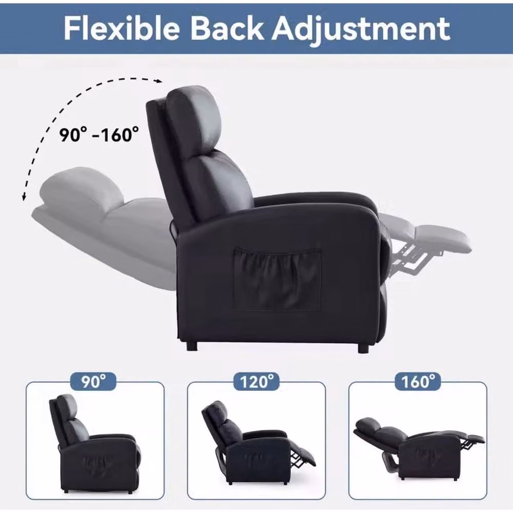 SPETLEK Black Synthetic Leather Push Back Recliner Chair – 2