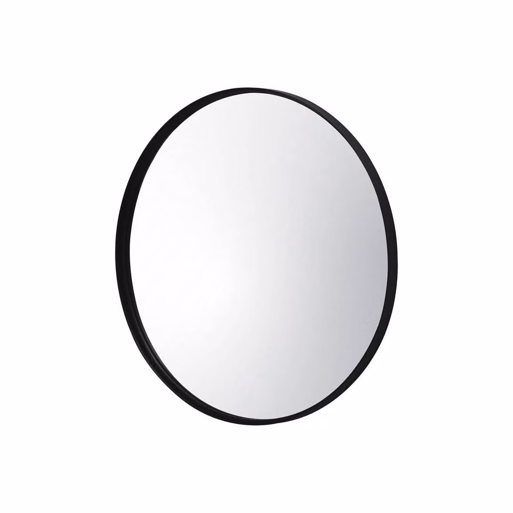 Sweekeek Modern Round Metal Wall Mirror in Black, Diameter: 60 cm – 2