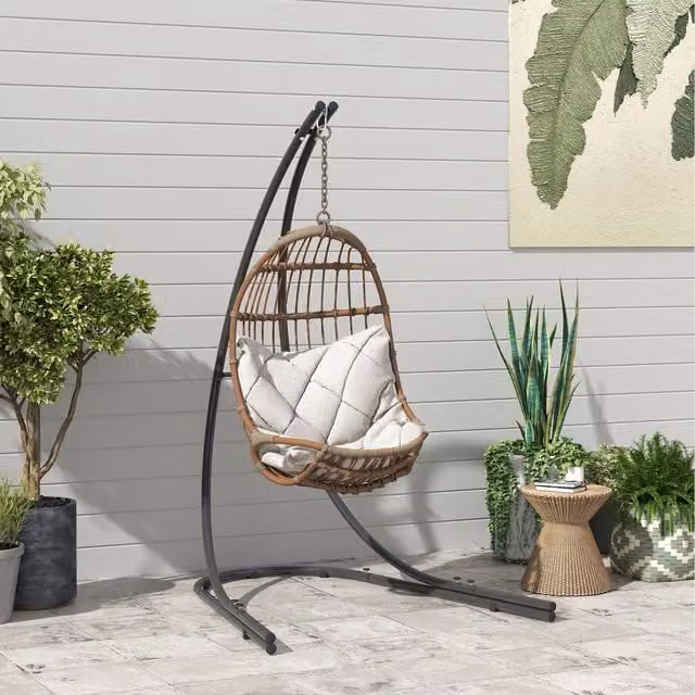 Outsunny Hammock Chair Stand with Extra Large Base, Black