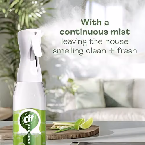 Cif Infinite Clean Lime and Lemongrass All in One Cleaner Spray with Probiotics Technology, 590 ml – 2