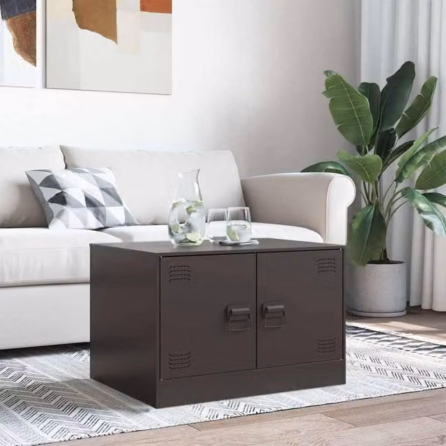 Berkfield Home Sturdy Industrial Coffee Table in Black Metal, W: 67 cm, D: 50 cm, H: 44 cm – 1
