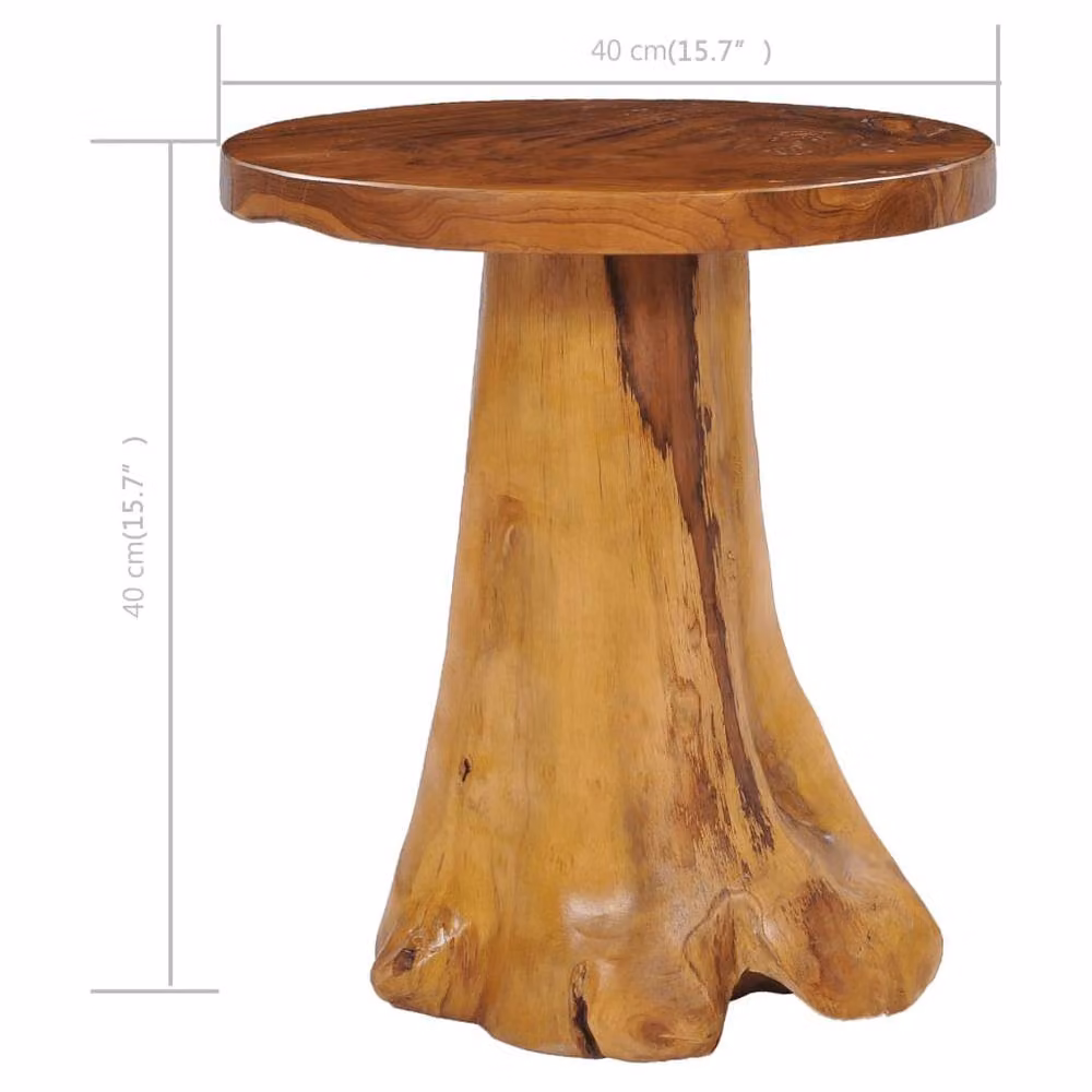 Berkfield Home Round Rustic Solid Teak Wood Coffee Table, Brown, W/D/H: 40 x 40 x 40 cm – 4