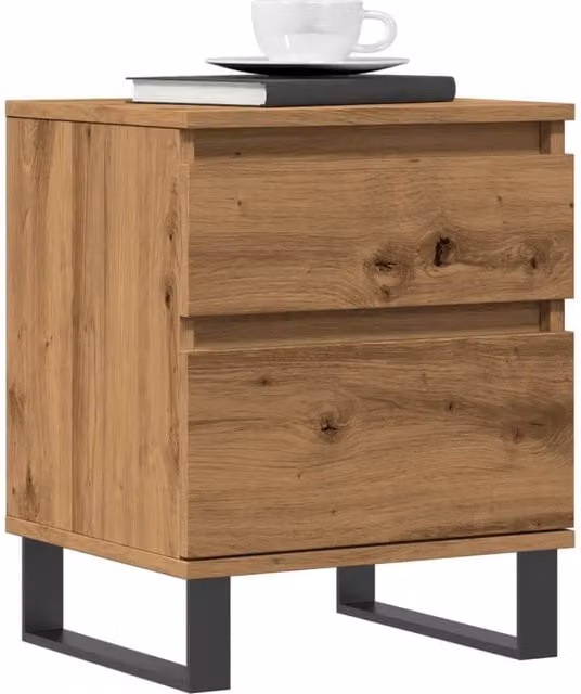 Berkfield Home Artisan Oak Bedside Cabinet in Brown, W: 40 cm, D: 35 cm, H: 50 cm