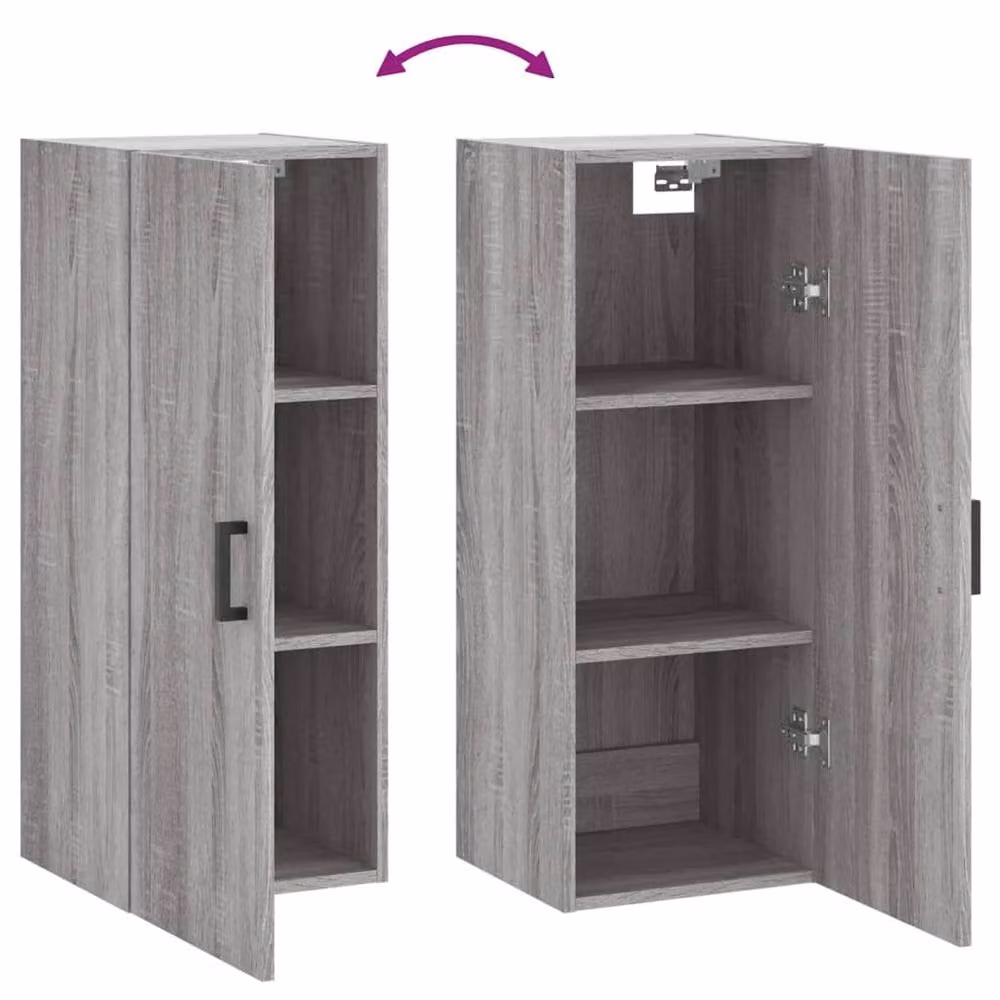 Berkfield Home Wall Mounted Cabinet in Grey Sonoma, W/D/H: 34.5 x 34 x 90 cm – 3