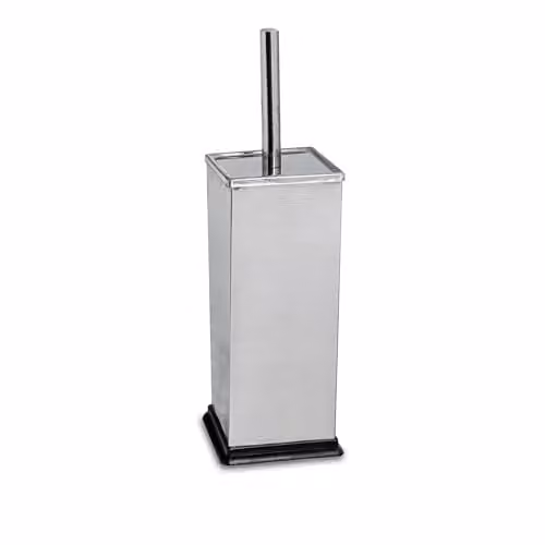 Harbour Housewares Silver Square Toilet Brush and Holder Set with Covered Stainless Steel Design