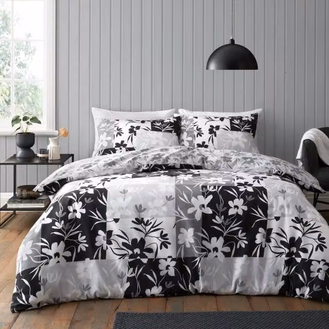 GAVENO CAVAILIA Jedda Grey Floral Printed King Size Duvet Cover