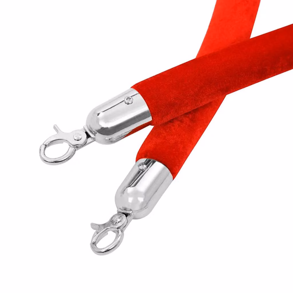 Berkfield Home Stanchion Stand with Red and Silver Velvet Rope – 2