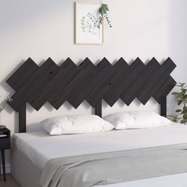 Berkfield Home Rustic Solid Pine Bed Headboard, Black, W: 178 cm, D: 3 cm, H: 80.5 cm – 1