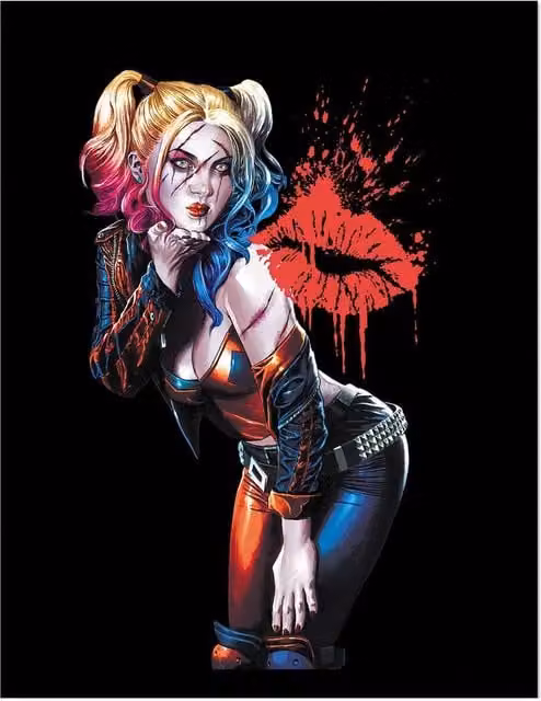 DC Comics Deceased Kiss Harley Quinn Framed Multicolour Paper Poster in Black – 1