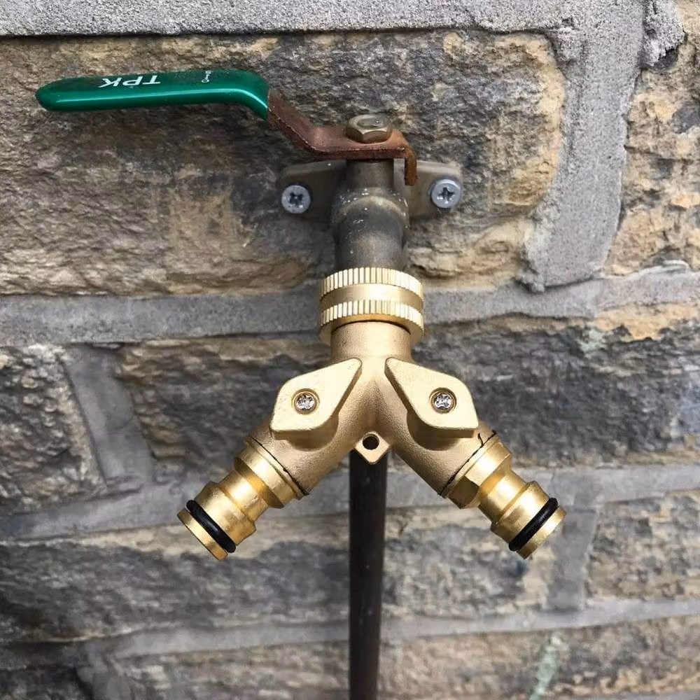FLAVORA Gold Y-shaped Hose Pipe Valve Splitter Quick Connector Adaptor with Flow Control – 2