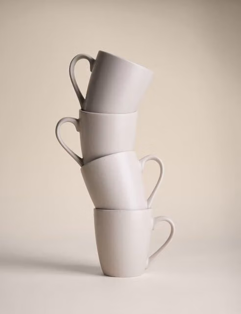 M&S Set of Four Beige Stoneware Everyday Mugs