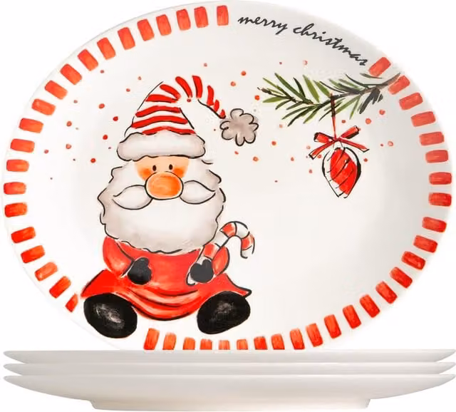 Nicola Spring Father Christmas Porcelain Serving Platter, White, W: 31 cm, D: 25.5 cm