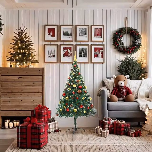Berkfield Home Artificial Pre-lit Christmas Tree with Baubles, Green, Height: 150 cm – 1