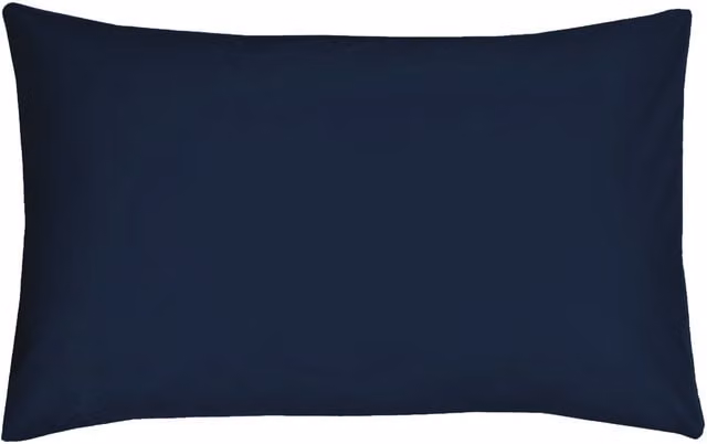 Smart Living Navy Polycotton Super King Fitted Bedsheet and Pillowcase Set, Non-Iron