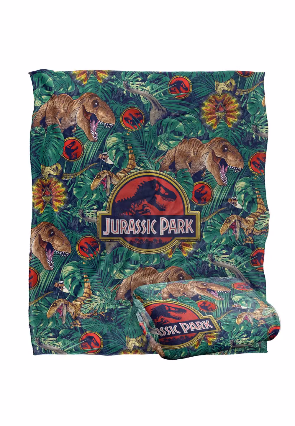 Universal Jurassic Park T-Rex Super Soft Silky Touch Throw Blanket, White, W: 152 cm, D: 127 cm – 2