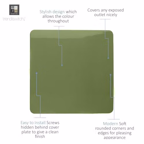 Trendi Single Flush Blanking Plate in Green Plastic – 2