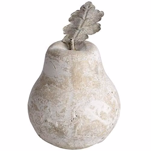 Hill Interiors Antique Stone Pear Ornament in White, Beige and Multicolour, H: 16.0 cm, W: 13.0 cm, D: 13.0 cm