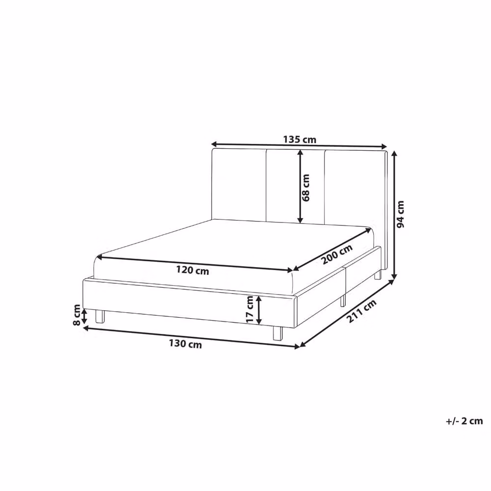 Wyld and Coco Grey Upholstered Slatted Small Double Bed Frame W/D/H: 122 x 120 x 94 cm – 3