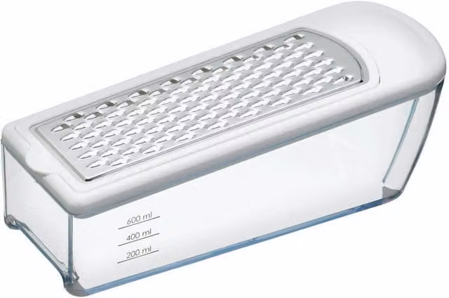KitchenCraft Oblong Fine Grater with Graduated Acrylic Collector in White