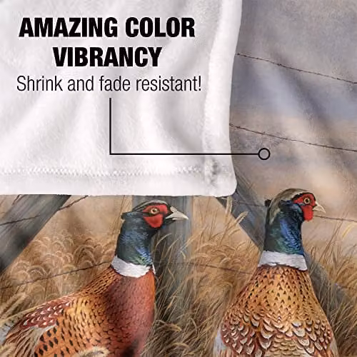 Wild Wings Pleasant Pheasants Silky Touch Super Soft Fleece Throw Blanket in White, W/D/H: 152 x 127 cm – 2