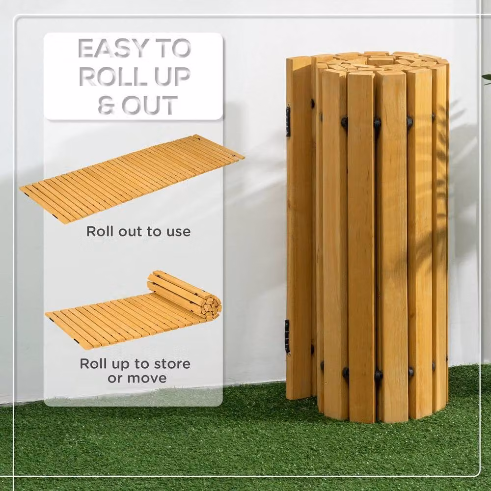 KORVIXA Rollable Wooden Garden Pathway in Brown, 0.6 m2 – 4