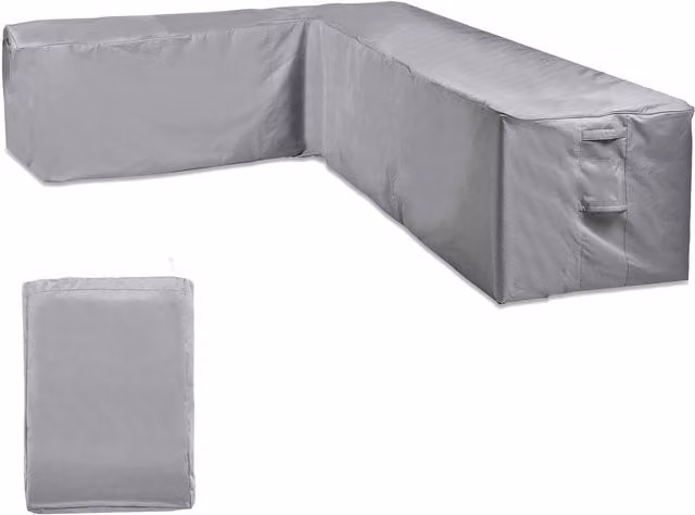 VonHaus Waterproof Grey L-Shape Corner Sofa Cover with Elastic Band and Water Repellent PVC Material