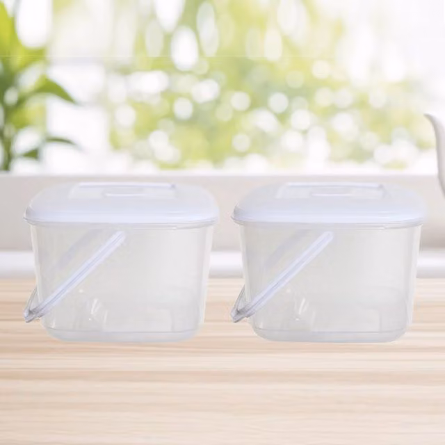 Whitefurze 6L Airtight Food Storage Container with Handle, Clear and White, Set of 2