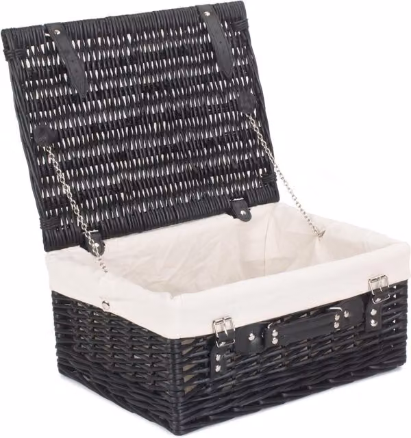 Red Black Willow Empty Picnic Basket with White Lining, W 41 cm