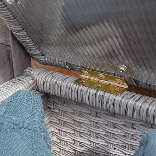 Rowlinson Alderley Rattan Garden Storage Bench in Grey, W120 x D60 x H90 cm – 3