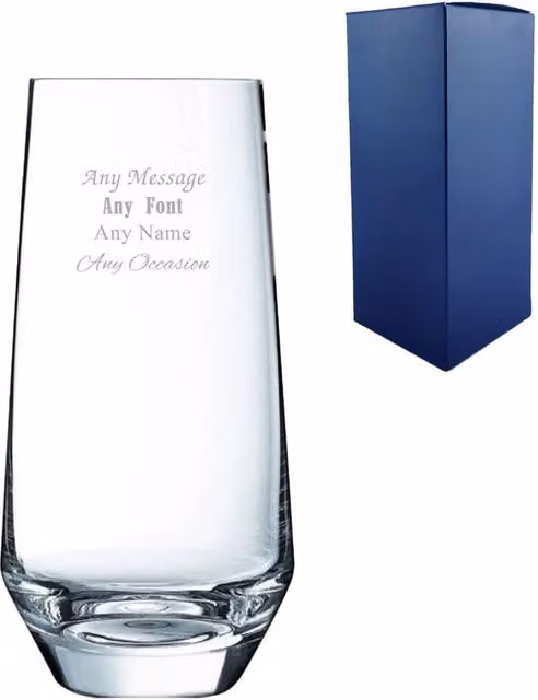 Uniqueful Personalised Engraved Lima Hiball Glass Tumbler in Clear